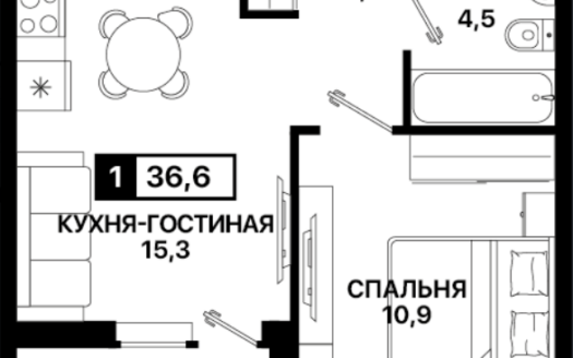 Продажа 1 комнатной квартиры в новостройке, резиденция 5, Мариуполь