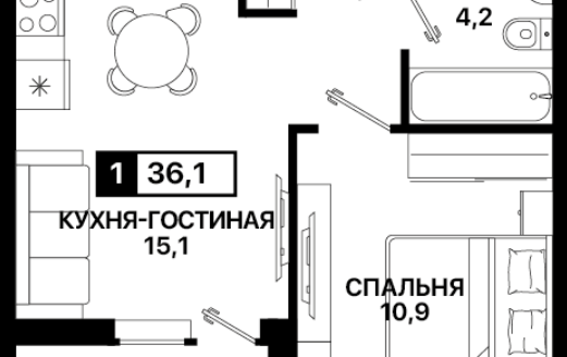 Продажа 1 комнатной квартиры в новостройке, резиденция 5, Мариуполь