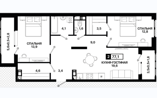 Продажа 2-х комнатной квартиры в новостройке, резиденция 5, Мариуполь