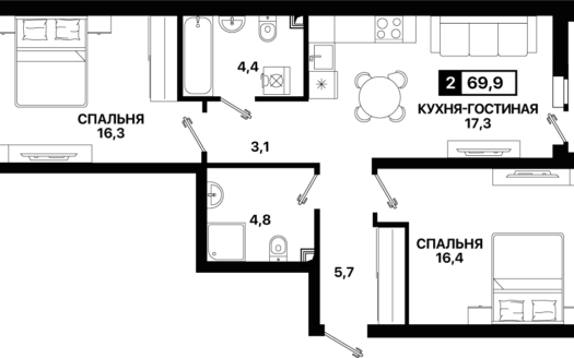 Продажа 2-х комнатной квартиры в новостройке, резиденция 3, Мариуполь