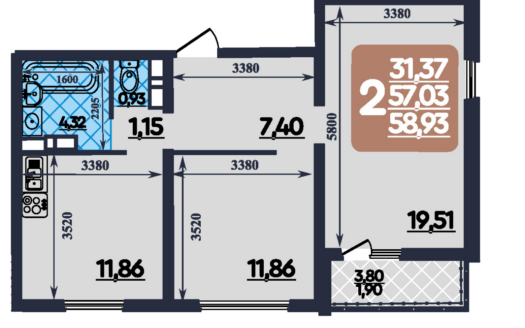 Продажа 2-х комнатной квартиры в новостройке, строение 15, Мариуполь